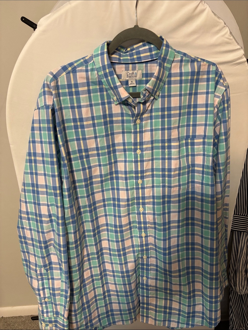 croft & barrow Blue, Green & White Plaid Button-Down Shirt